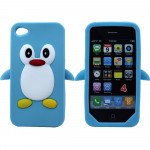 Wholesale iPhone 4S/4 3D Penguin Case  (Light Blue)